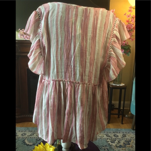 🌻NWT ROBERT LOUIS 1X CANDY STRIPES BABY DOLL TOP - Picture 9 of 14